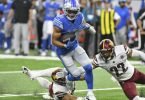 Detroit Lions Wide Receiver Amon-Ra St. Brown (M) fing in den saisonübergreifend vergangenen sechs Spielen acht Touchdowns. Foto: Lon Horwedel/FR170538 AP/dpa