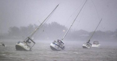 Segelboote werden in der Roberts Bay im Süden Floridas umhergeweht. Foto: Pedro Portal/El Nuevo Herald via ZUMA Press/dpa
