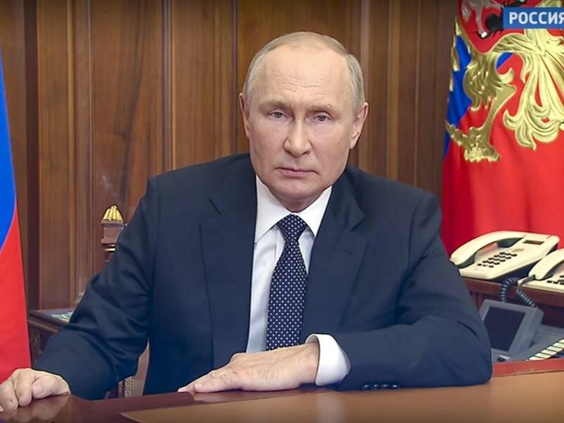 Russlands Präsident Putin will die Annexion mehrerer ukrainischer Gebiete am Freitag offiziell machen. Foto: Uncredited/Russian Presidential Press Service/AP/dpa